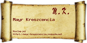 Mayr Kreszcencia névjegykártya